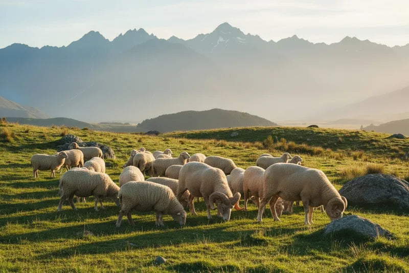 Merino sheep grazing in New Zealand
